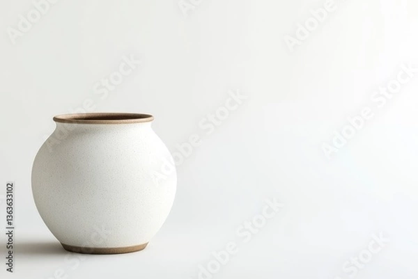 Fototapeta Ceramic Vase on White Background Minimal Decorative Element for Interior Design