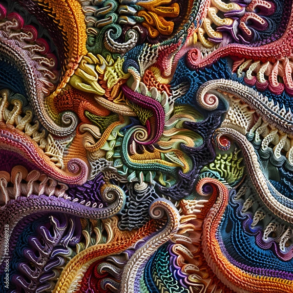 Obraz The Symphony of Colors in Meticulously Knitted Patterns: A Spectacle of Art and Craft