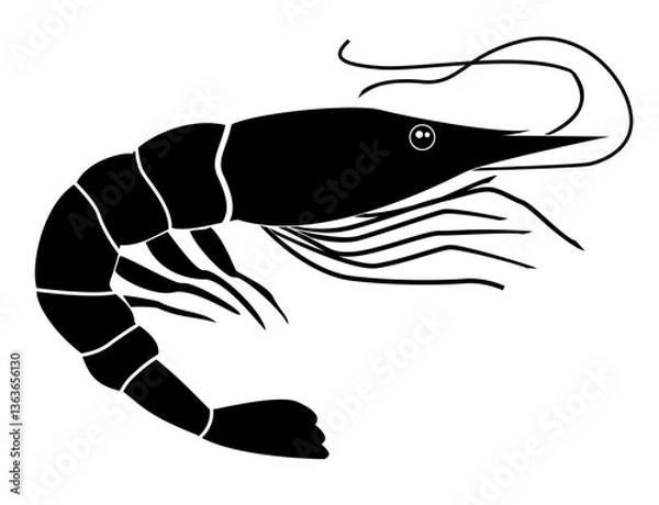 Fototapeta Shrimp vector silhouette