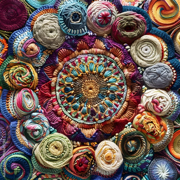 Obraz The Symphony of Colors in Meticulously Knitted Patterns: A Spectacle of Art and Craft