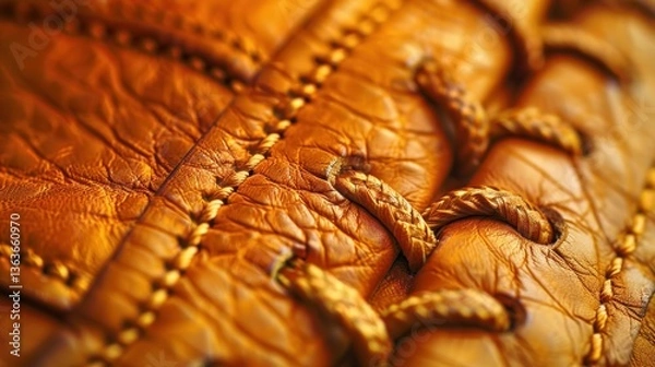 Fototapeta CloseUp of Luxurious Leather Texture with Intricate Braiding and Stitching Details