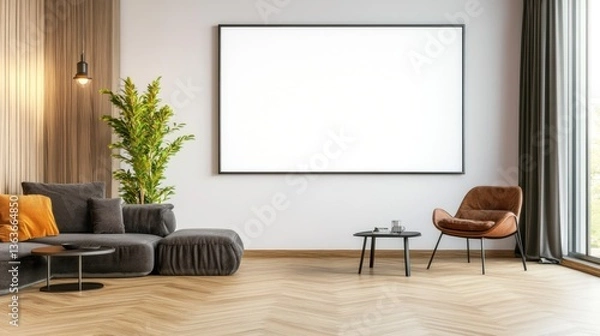 Fototapeta Modern interior blank canvas living room