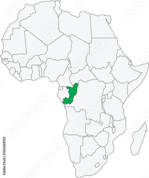 Fototapeta Detailed national location map of REPUBLIC OF THE CONGO within the great continent of Africa