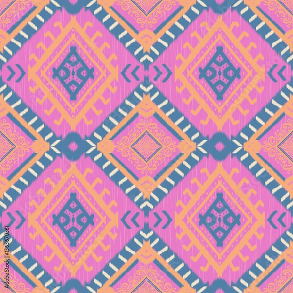 Obraz Ikat Print Digital Design, Handwoven Fabric, Bohemian Ikat Pattern, native pattern