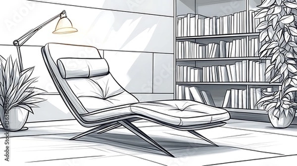 Obraz Relaxing chaise lounge in a modern study.