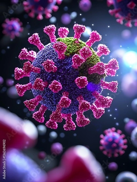 Fototapeta Virus 3D Microbiome Image