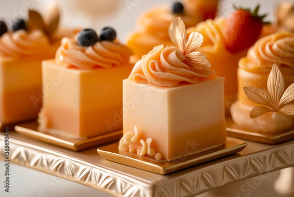 Fototapeta Geometric Fruit Desserts with Metallic Accents