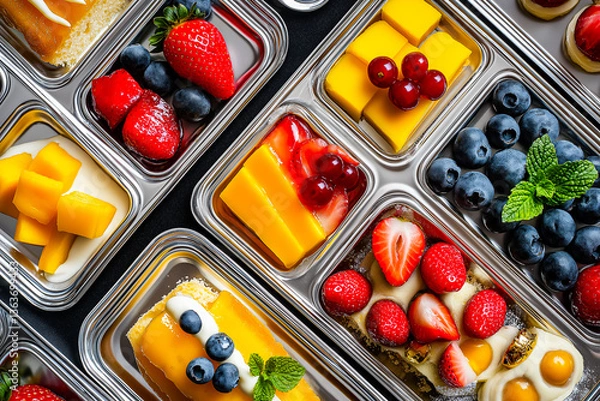Fototapeta Geometric Fruit Desserts with Metallic Accents