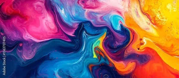 Fototapeta Vibrant Colorful Waves of Fluid Paint Blending in Abstract Design.