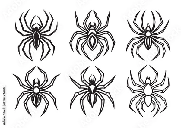 Fototapeta Spider Monogram silhouette vector Set