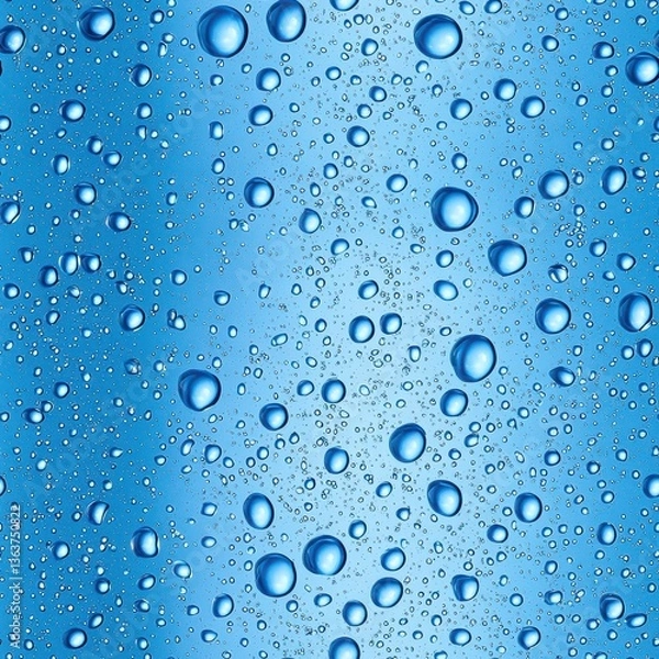 Obraz seamless Close-up view of water droplets glistening on a smooth blue surface creating a refreshing and serene atmosphere