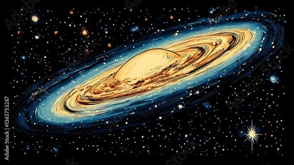 Obraz Spiral galaxy illustration, cosmic art. (1)