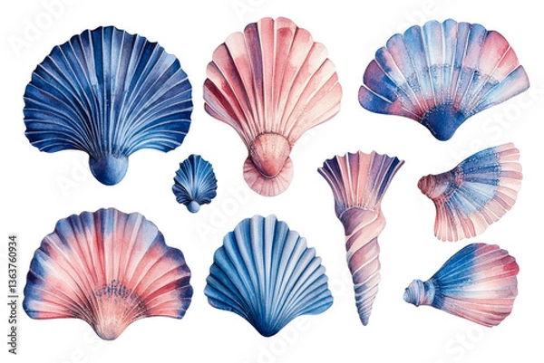 Obraz Artistic shell collection display coastal setting digital isolated on transparent background