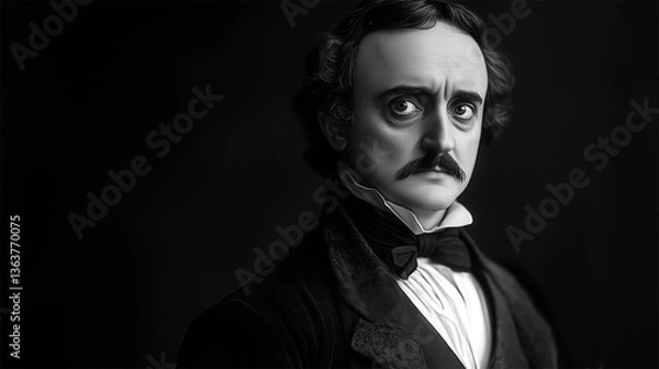 Obraz Facial reconstruction of Edgar Allan Poe with vintage realism