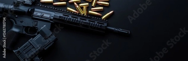 Obraz Rifle ammo dark background