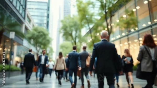 Fototapeta The concept of sustainability in business centers crowds of business people walking at a corporate o