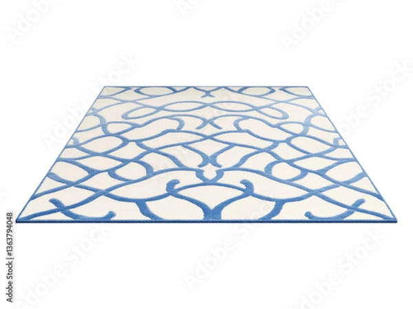 Obraz Decorative Blue Pattern Area Rug on White Background