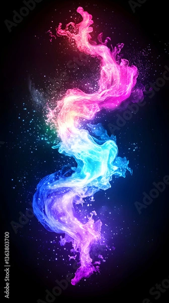 Fototapeta Vibrant, swirling, colorful smoke or energy effect on dark background