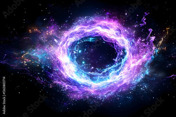 Fototapeta Vibrant, swirling energy ring in cosmic space