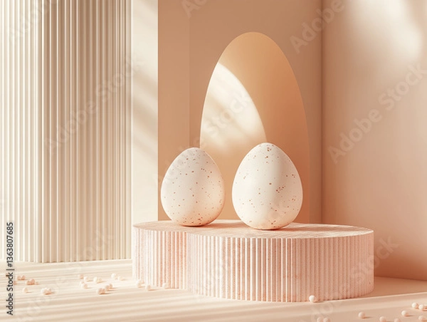 Fototapeta white eggs in a wooden box