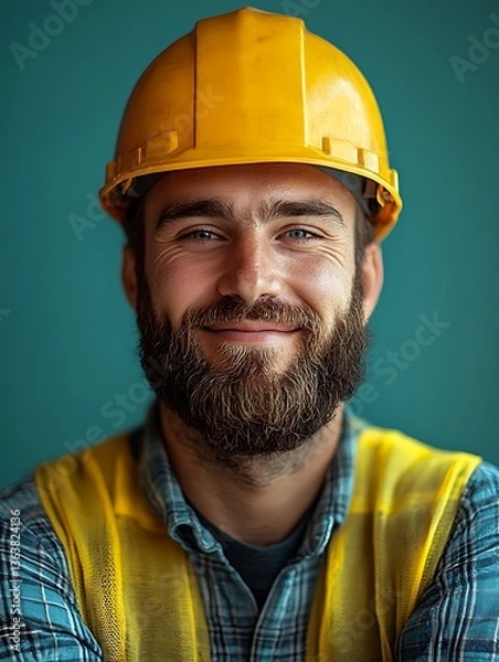 Fototapeta Construction Worker Portrait, Studio Shot