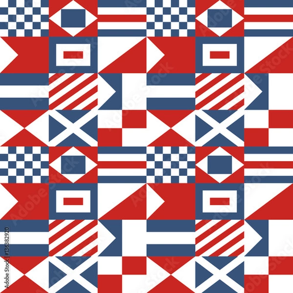 Fototapeta Nautical Seamless Pattern with International Maritime Signal Flags