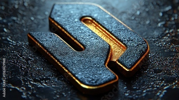 Obraz Luxurious Black and Gold 'S' Initial: 3D Render