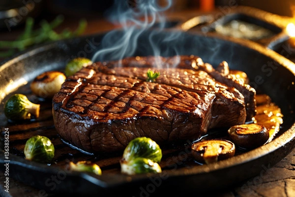 Fototapeta grilled meat on the grill
