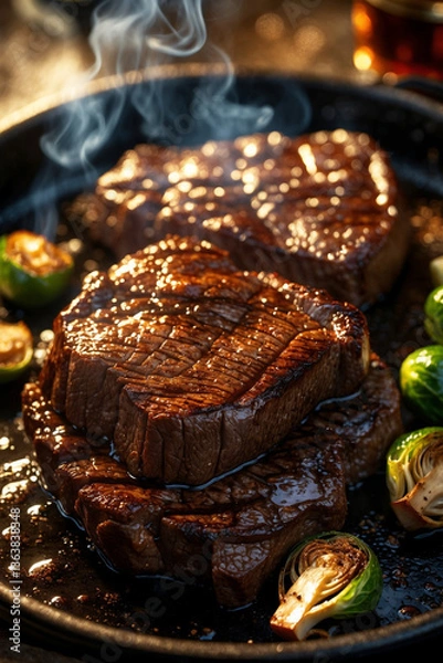 Fototapeta roast beef with vegetables