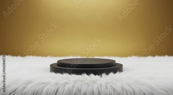 Obraz Podium stand layout for product display on gold background