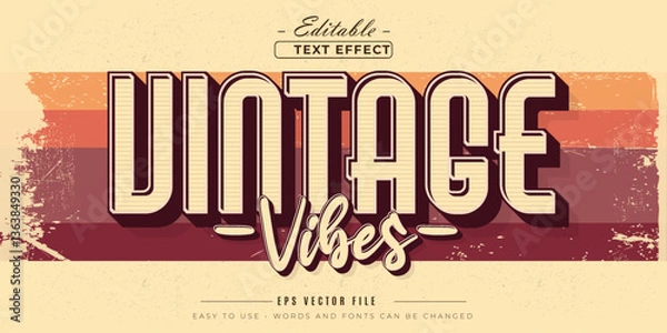Fototapeta Vintage vibes editable text effect.
