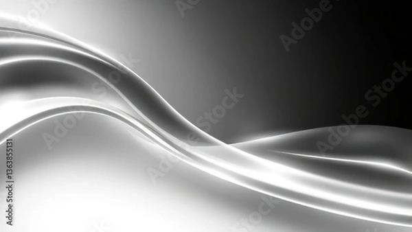 Obraz Black white silver gray abstract background for design. Geometric shape. Lines, stripes. 3d effect. Gradient. Light, glow, metallic. Web banner. Wide. Panoramic.