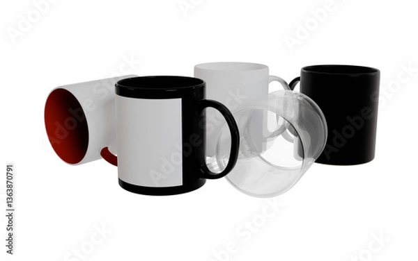 Obraz several mugs on a transparent background