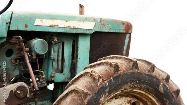 Obraz Weathered Vintage Tractor with Rust and Worn Tire Details