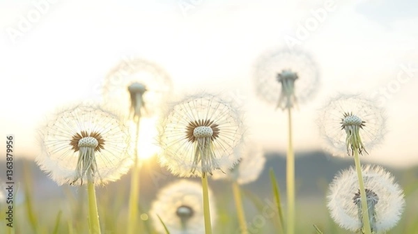 Obraz Sunset Dandelions Meadow Bloom.