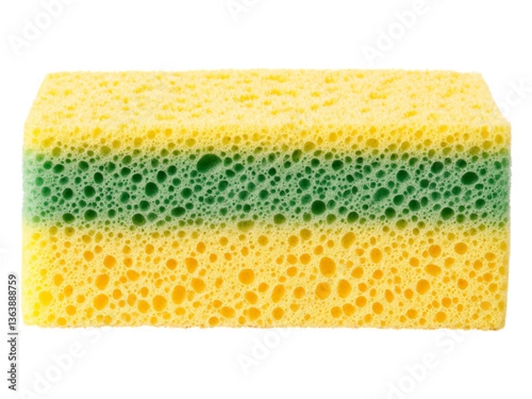 Obraz Bright Yellow and Green Cleaning Sponge for Scrubbing