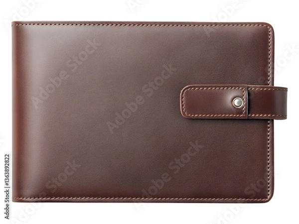Obraz Elegant Brown Leather Portfolio with Button Closure
