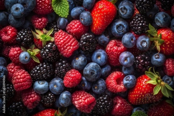 Obraz Mixed barries fruit wallpaper background