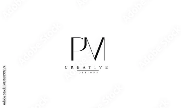 Obraz Alphabet letters Initials Monogram logo  PM MP P M
