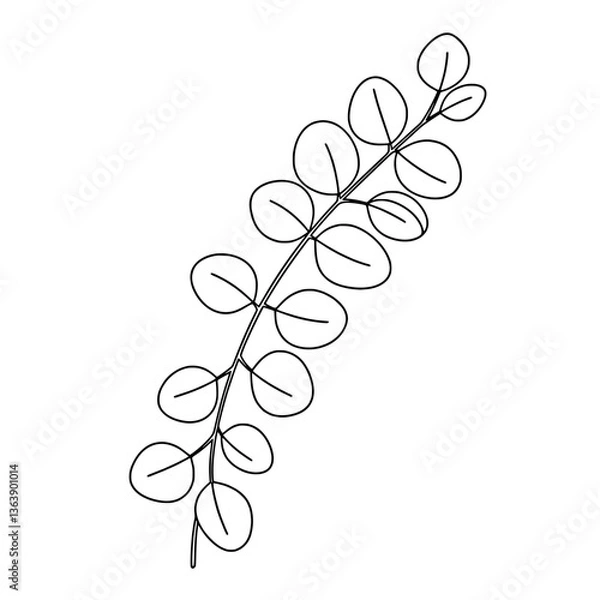 Fototapeta Elegant Rose Line Art Vector | Single Flower Coloring Design