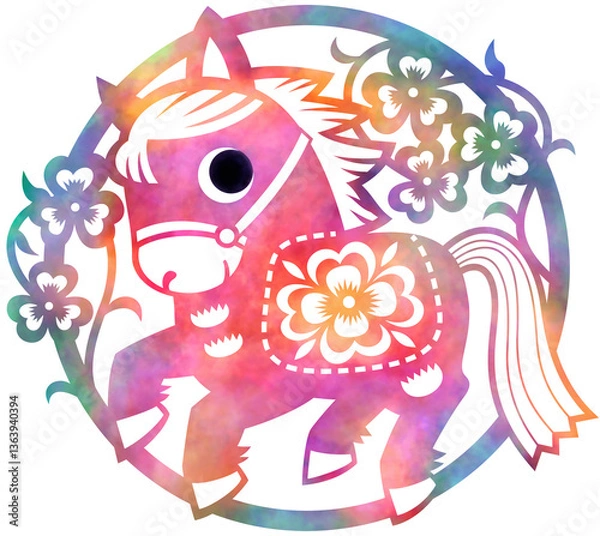 Obraz うま　剪紙