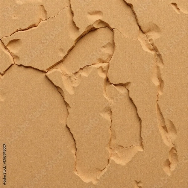 Fototapeta Light brown rock texture. Mountain rough surface. Close-up. Stone wall background with copy space for design. Wide banner. Panoramic.