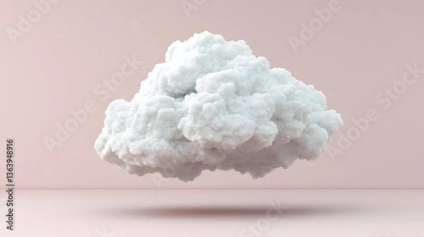 Fototapeta Abstract Floating White Cloud On Pink Background