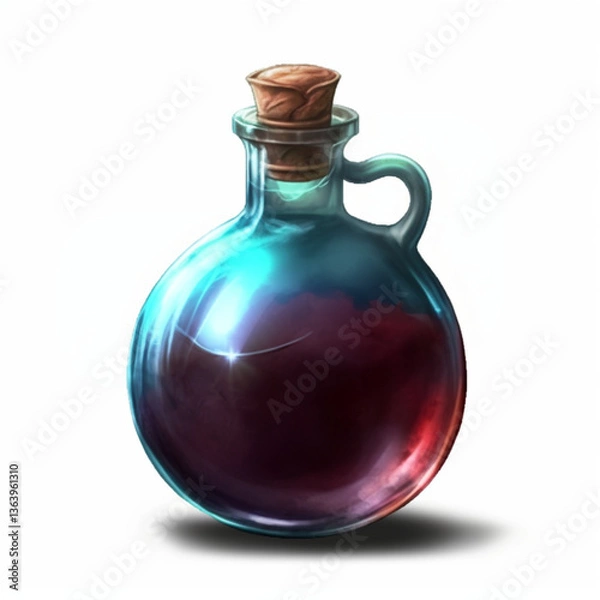 Fototapeta Beautiful round glass bottl AI generated 