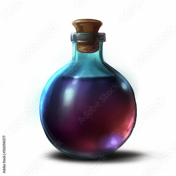 Fototapeta Beautiful round glass bottle AI generated 