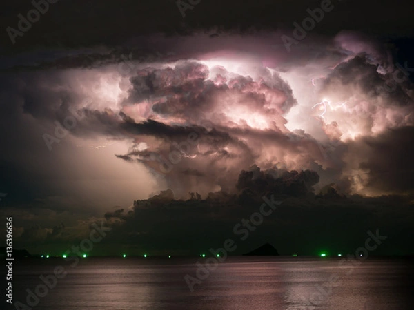 Obraz Mostly cloudy with lightning storm inside