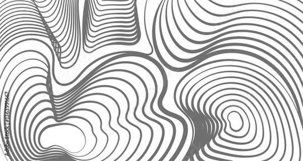 Fototapeta Beautiful curved black and white lines. Modern abstract vector background