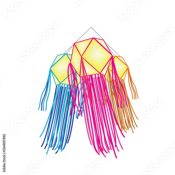 Fototapeta colorful Vesak lantern set isolated on white background