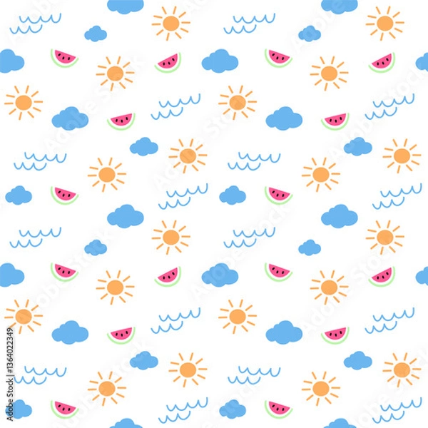 Obraz seamless pattern with clouds and sun in summer