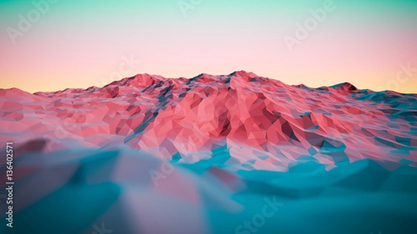 Fototapeta 3d illustration of colorful Abstract Mountains